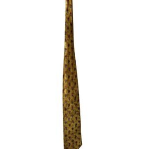 Ermengildo Zegna Mens Yellow Floral Geometric Silk Tie